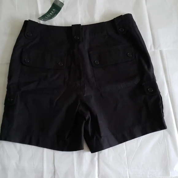 Lauren Ralph Lauren NEW 6-pocket Women's Shorts Linen Cotton NWT BLACK - Picture 3 of 14
